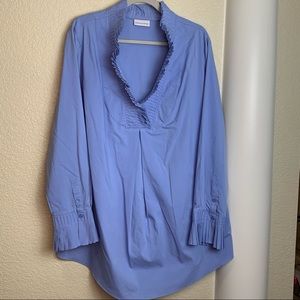 Soft Surroundings blue tunic ruffle top